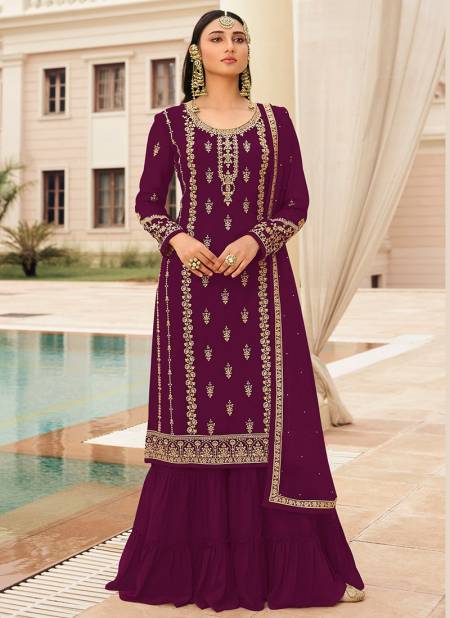 Wine Colour Lt nitya 73003  Heavy New Exclusive Wedding Wear Georgette Collection 73003F
